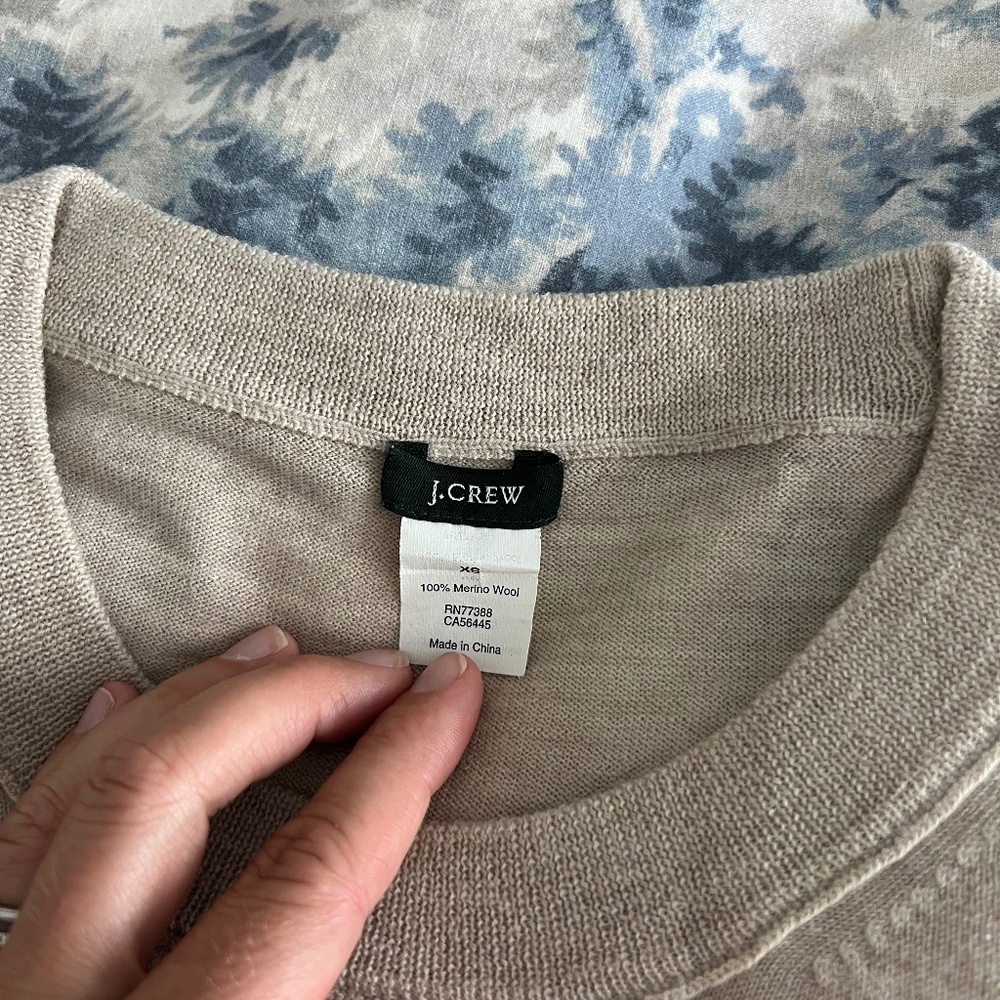 J.Crew Camel Crewneck 100% Merino Wool Sweater, Size XS
